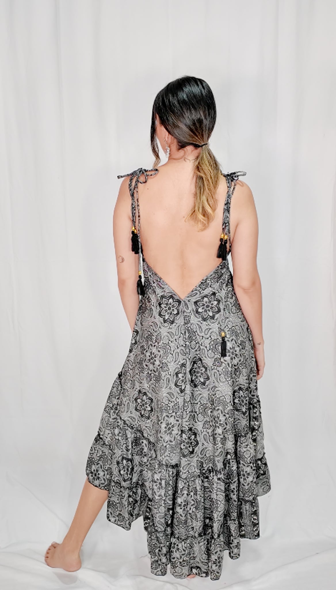 Vestido Boleros High Low Negro/Gris