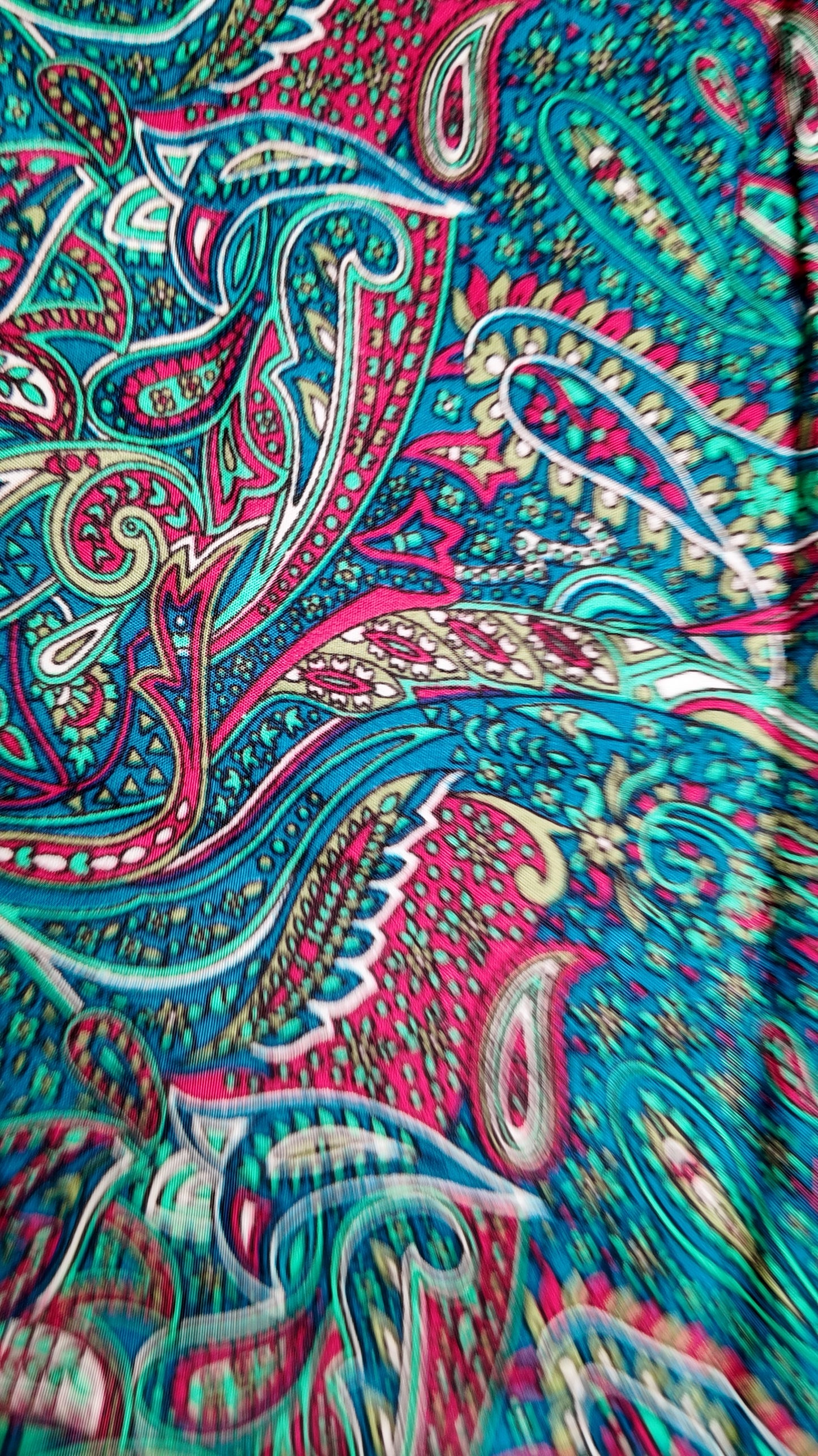 Pantalón Falda Seda Verde Turquesa/Fucsia