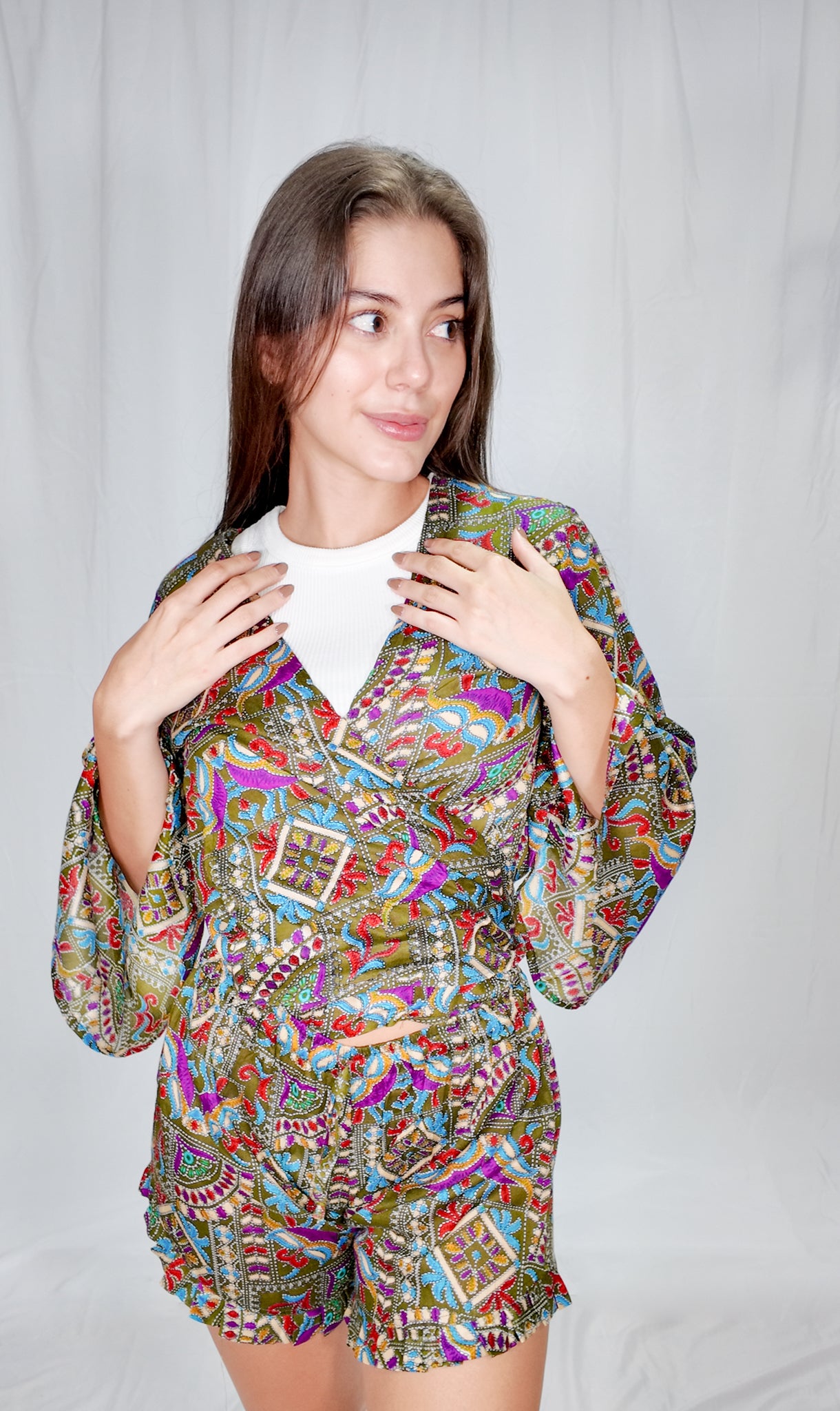 Conjunto Short + Blusa Algodón Verde