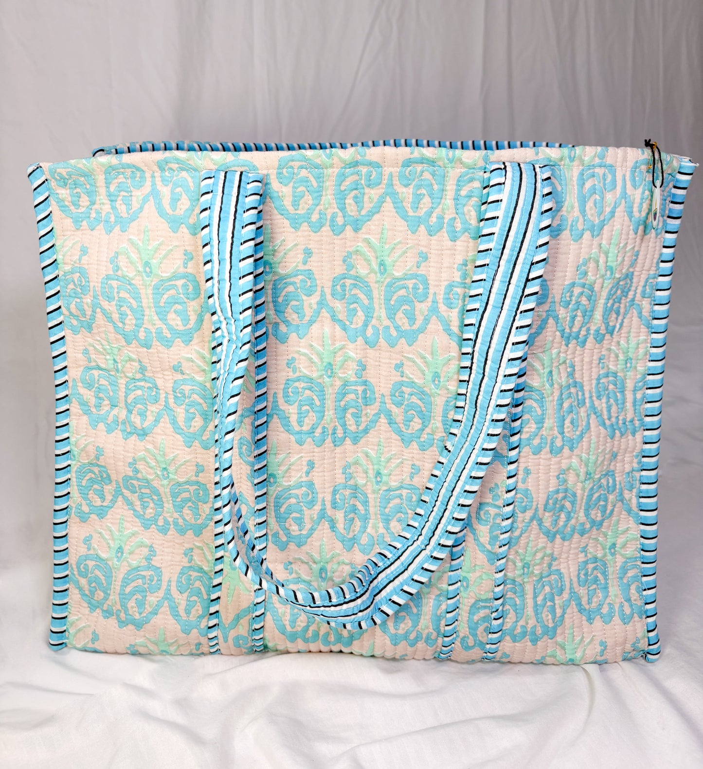 Bolso Shopper Algodón Block Printed Azul