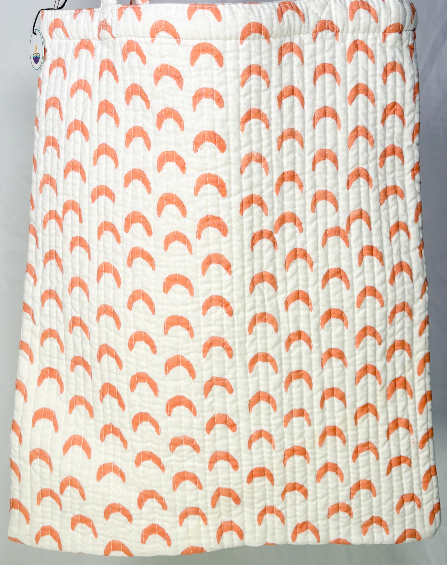 Tote Bag Algodón Block Printed Beige Lunas