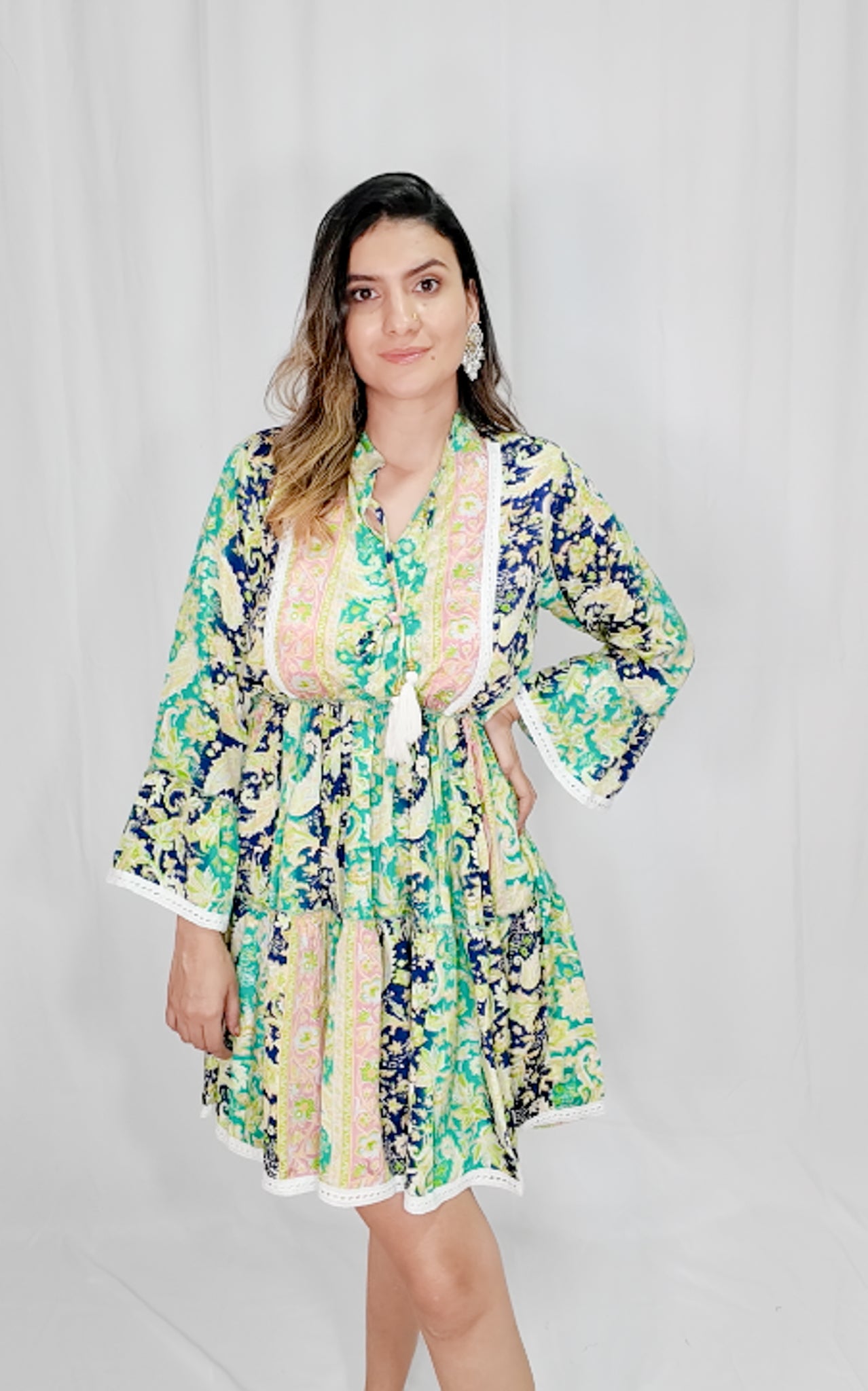 Vestido Corto Boleros Verde/Azul