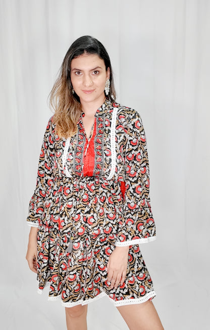 Vestido Corto Boleros Negro/Rojo