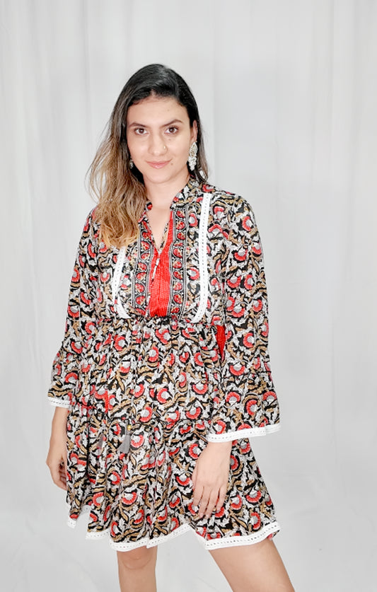 Vestido Corto Boleros Negro/Rojo