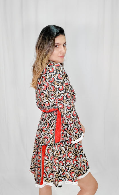 Vestido Corto Boleros Negro/Rojo