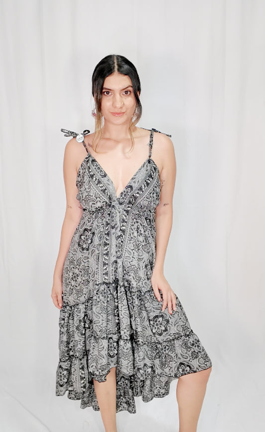 Vestido Boleros High Low Negro/Gris