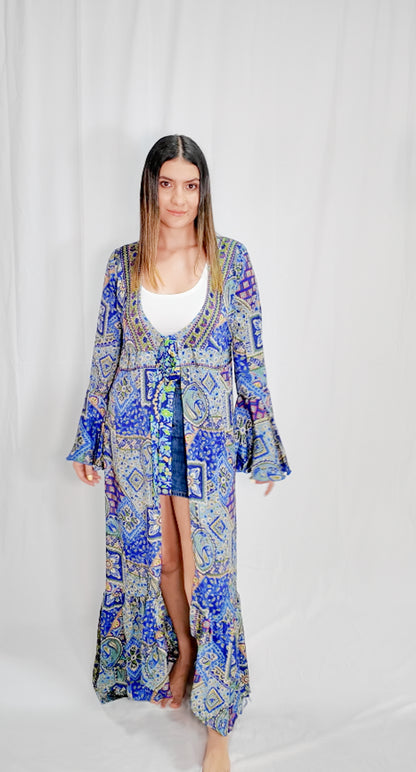 Kimono/Vestido Seda Azul