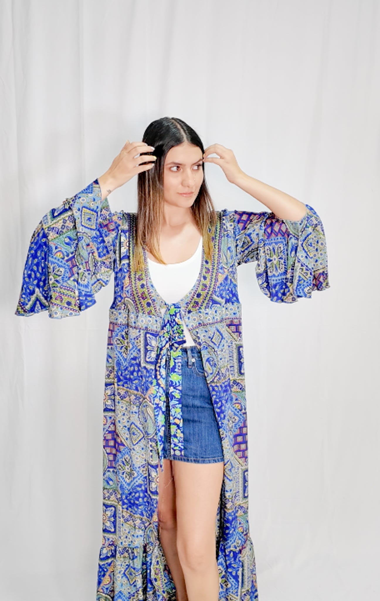 Kimono/Vestido Seda Azul