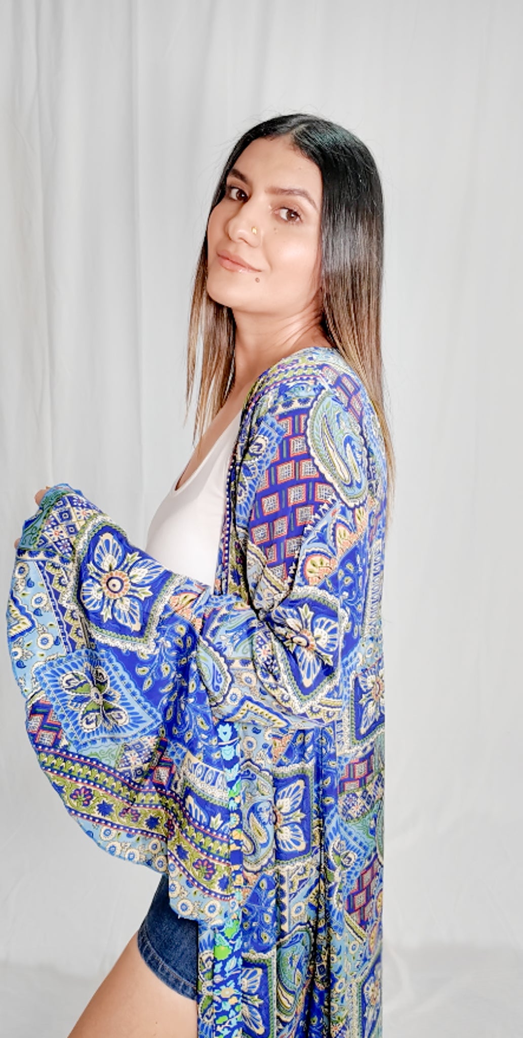 Kimono/Vestido Seda Azul