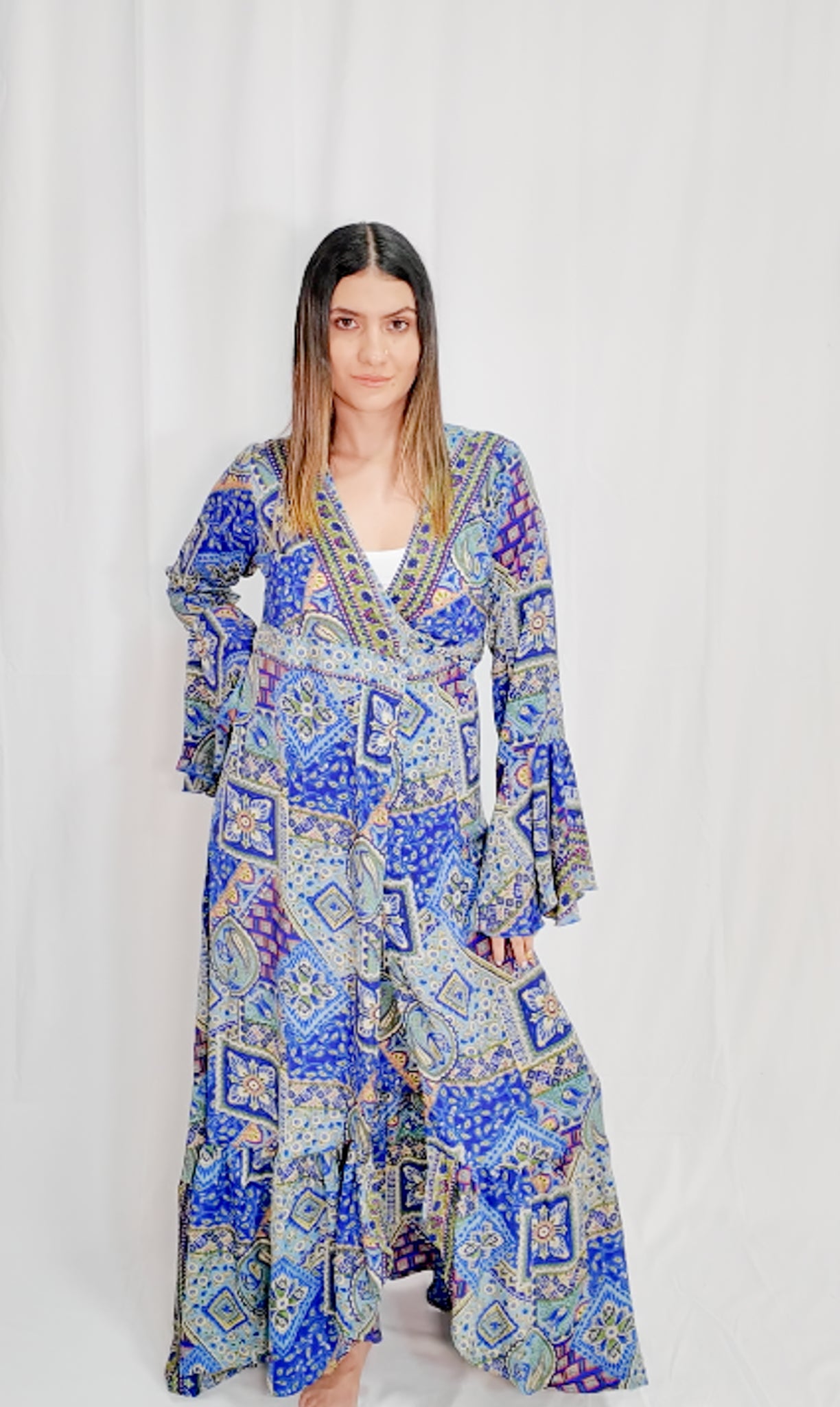Kimono/Vestido Seda Azul