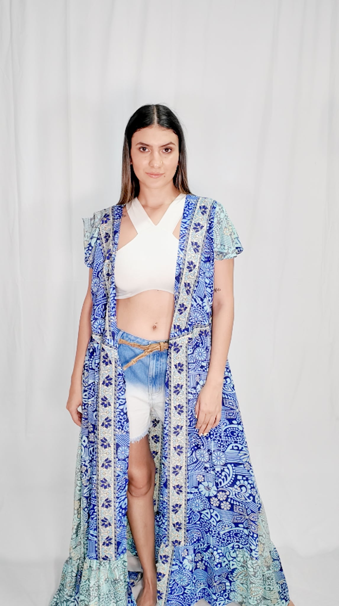 Kimono/Vestido Seda Azules
