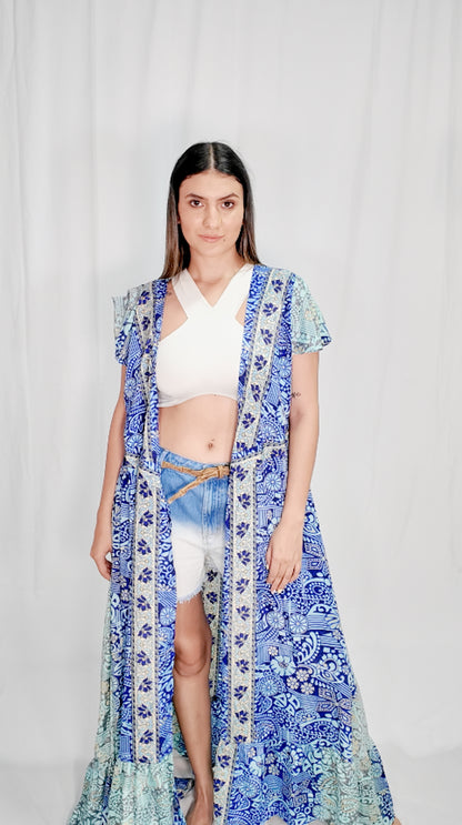 Kimono/Vestido Seda Azules