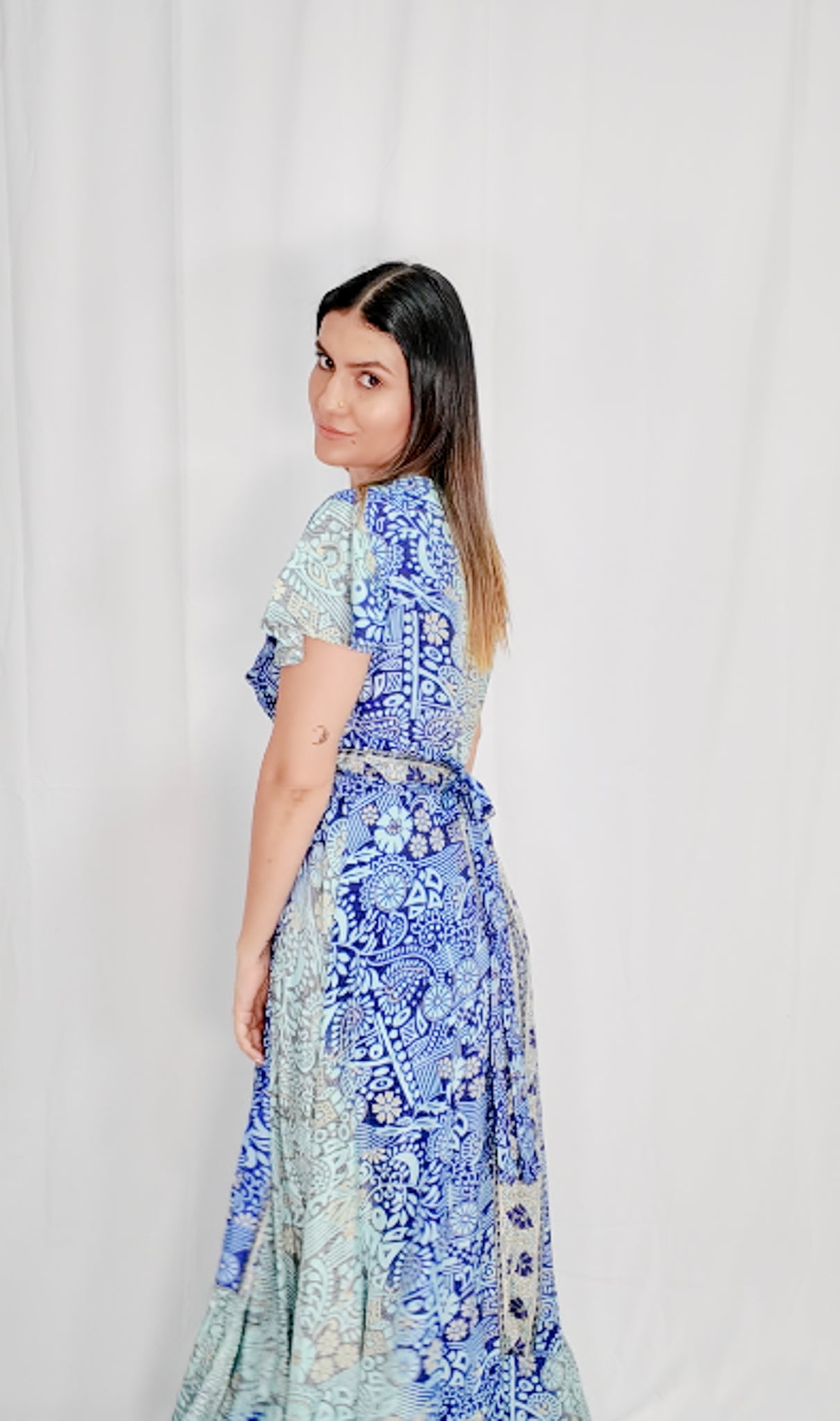 Kimono/Vestido Seda Azules
