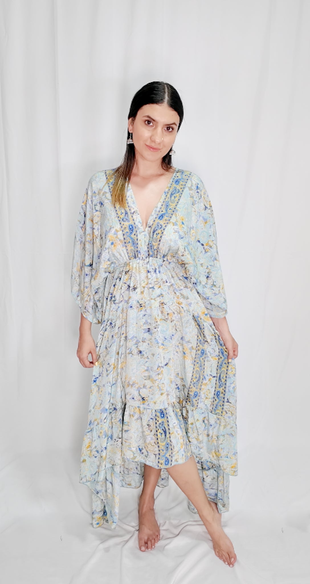 Vestido High Low Azul Claro