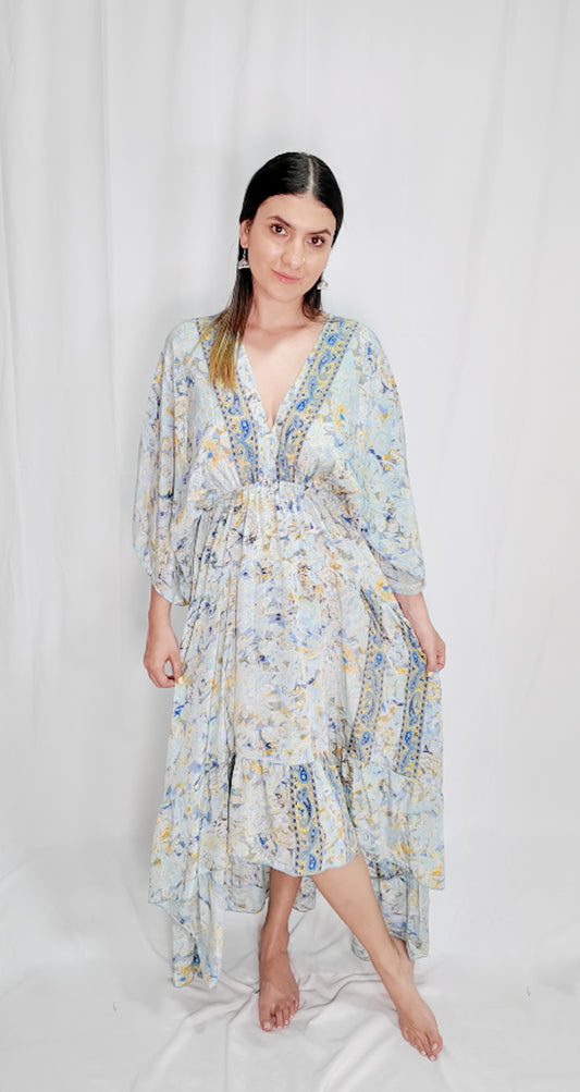 Vestido High Low Azul Claro