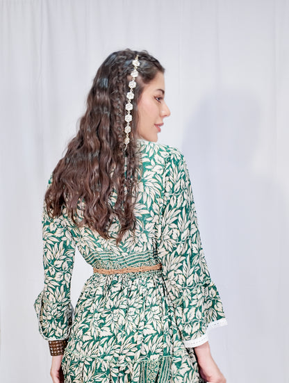 Vestido Corto Boleros Verde/Blanco