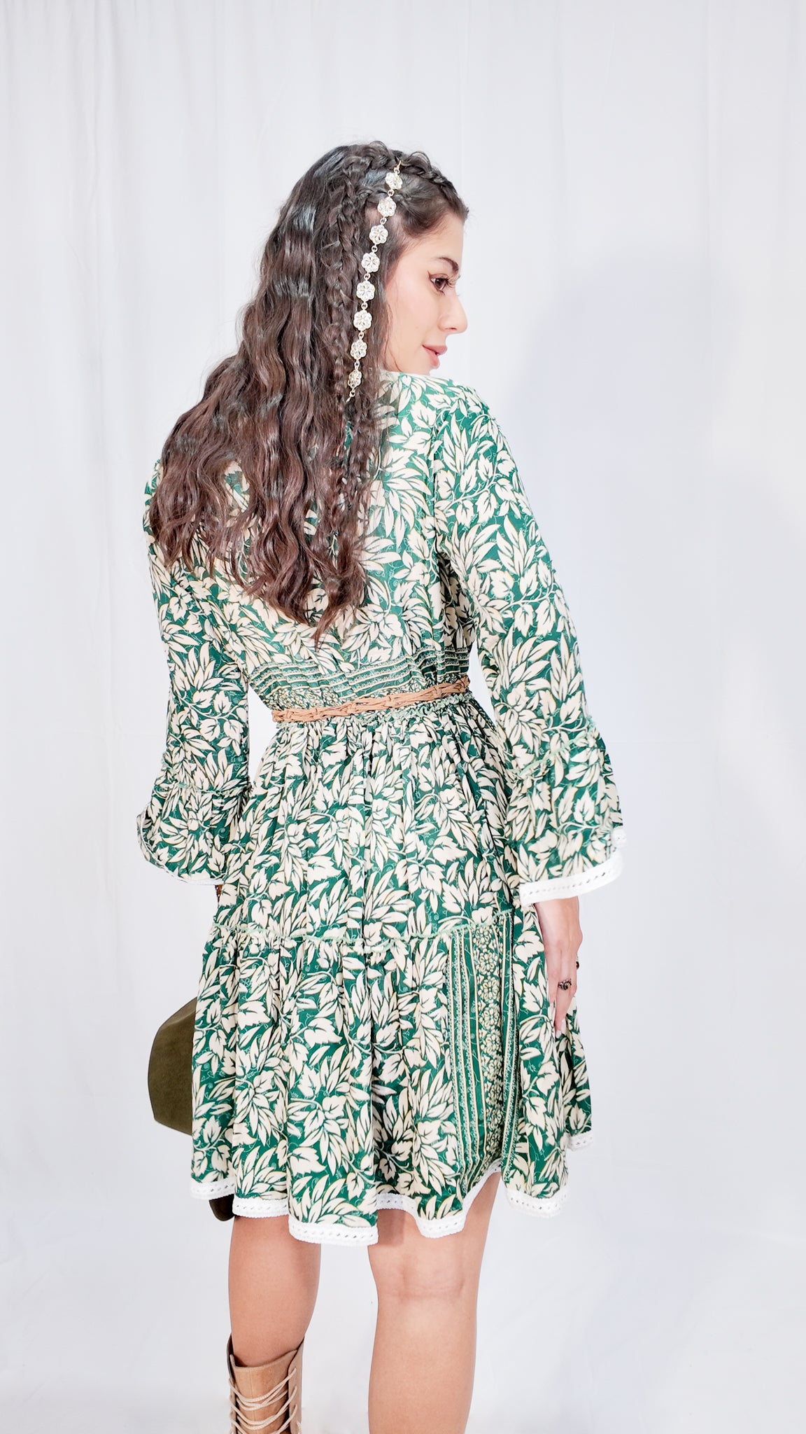Vestido Corto Boleros Verde/Blanco