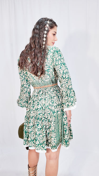 Vestido Corto Boleros Verde/Blanco