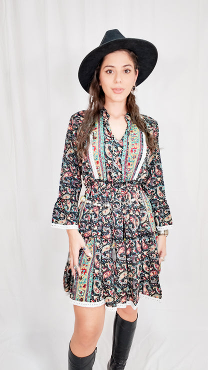 Vestido Corto Boleros Negro Multicolor