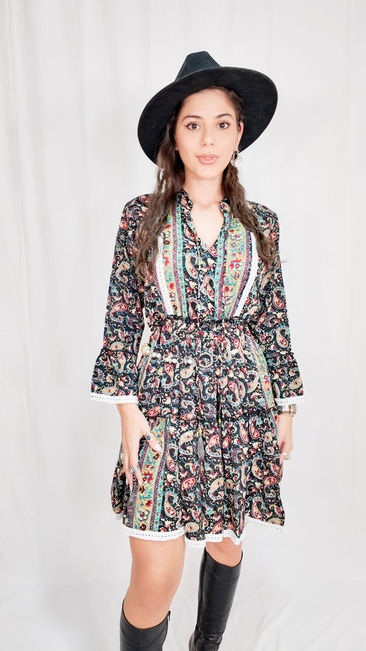 Vestido Corto Boleros Negro Multicolor