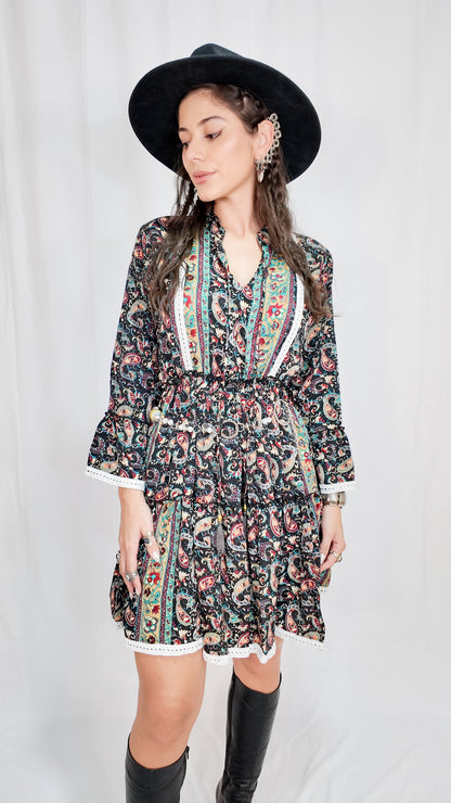 Vestido Corto Boleros Negro Multicolor