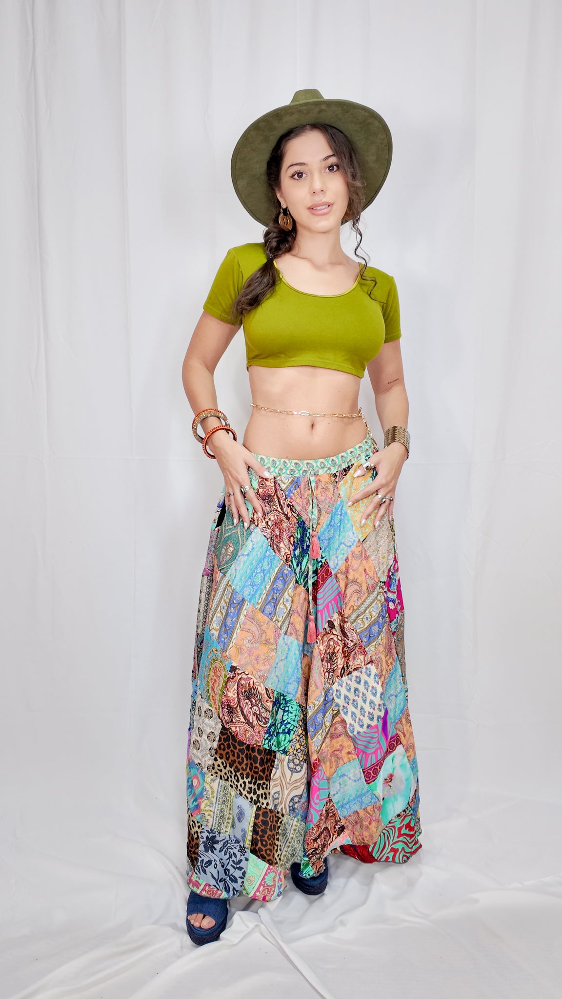 Falda Seda Retazos Rombos Tono Multicolor 1