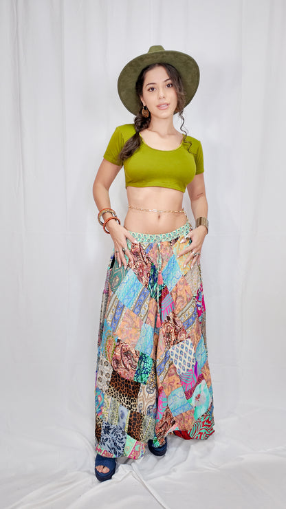 Falda Seda Retazos Rombos Tono Multicolor 1