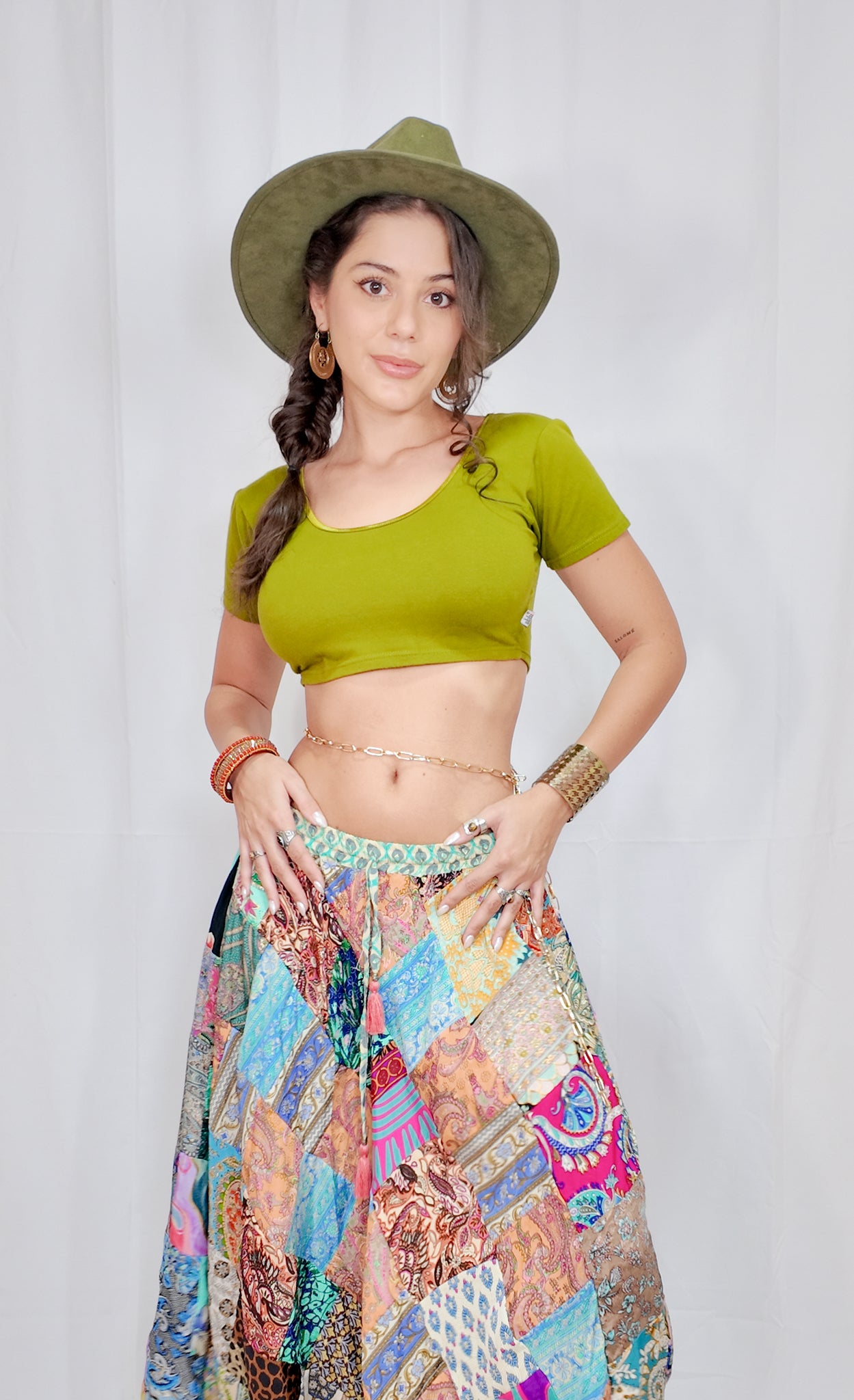 Falda Seda Retazos Rombos Tono Multicolor 1