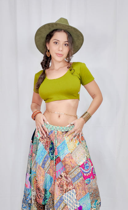 Falda Seda Retazos Rombos Tono Multicolor 1