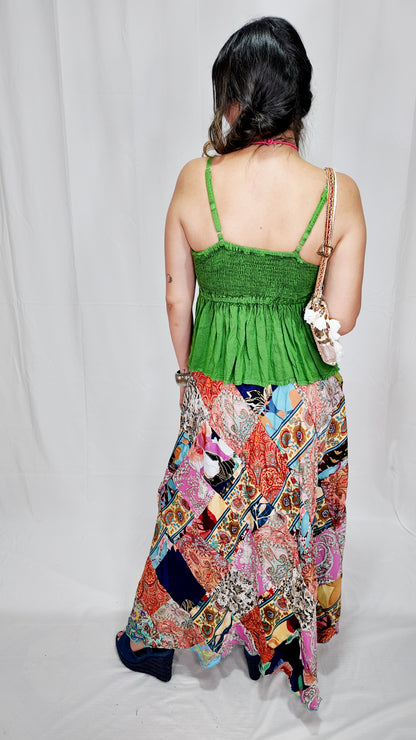 Falda Seda Retazos Rombos Tono Multicolor 2