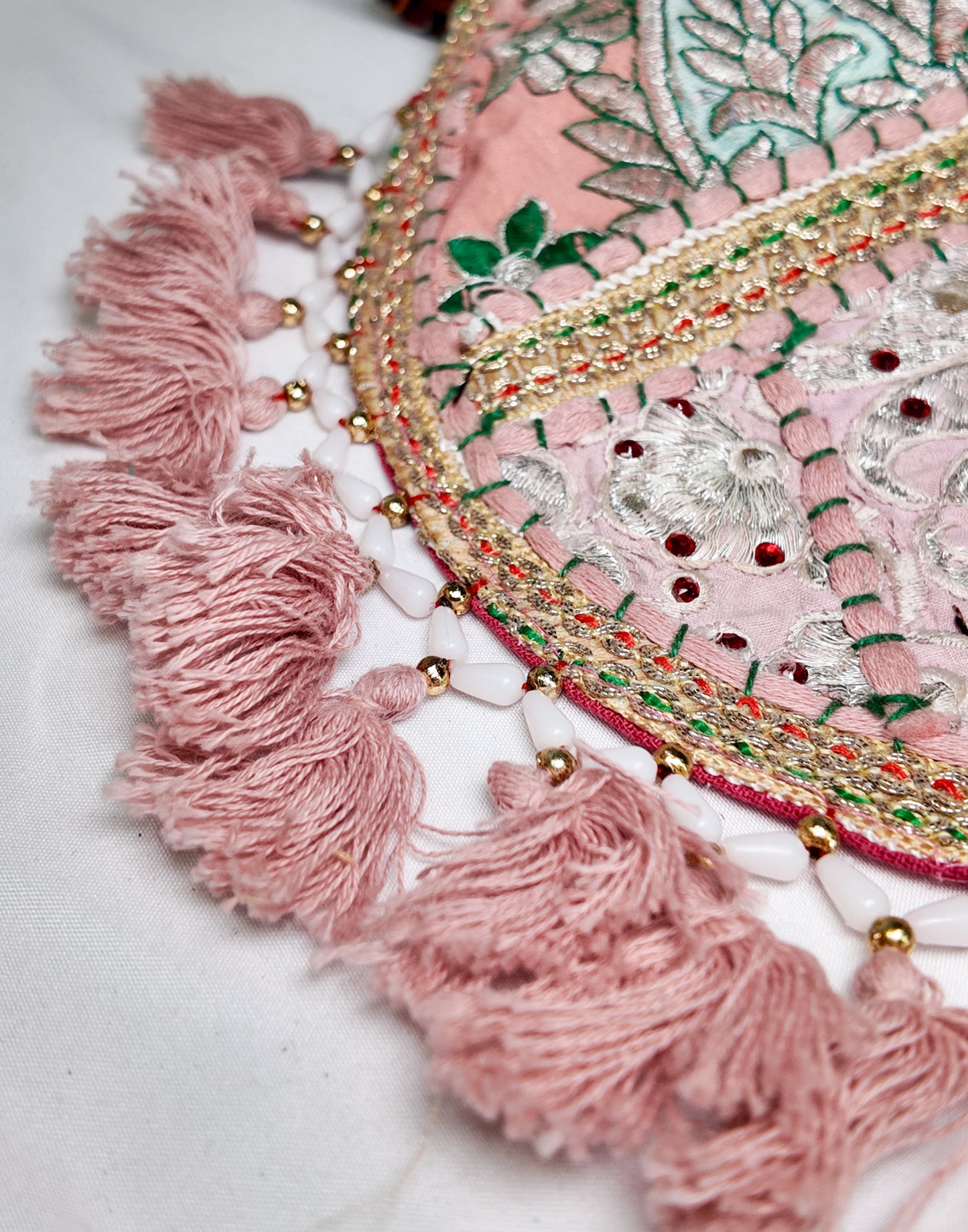 Bolso Cruzado Bordado Rosa