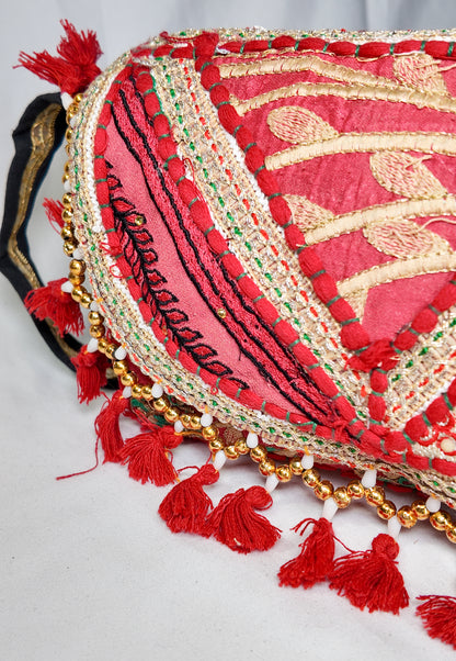 Bolso Cruzado Bordado Rojo