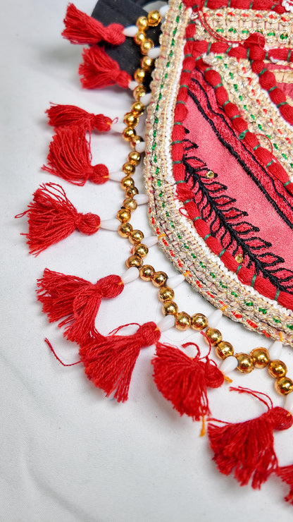 Bolso Cruzado Bordado Rojo