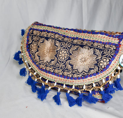 Bolso Cruzado Bordado Azul