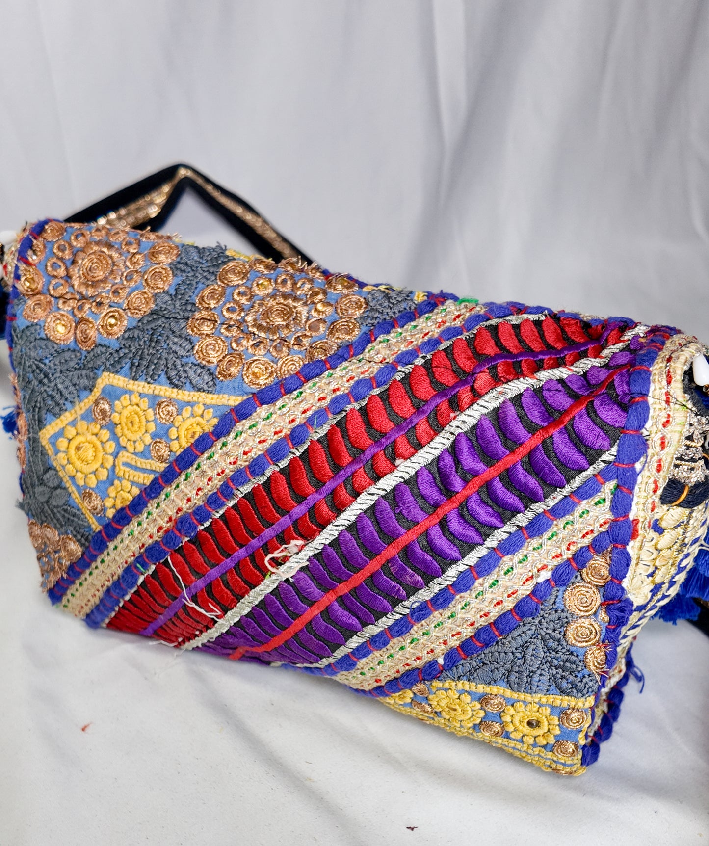 Bolso Cruzado Bordado Azul