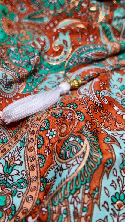 Vestido Corto Boleros Naranja/Verde