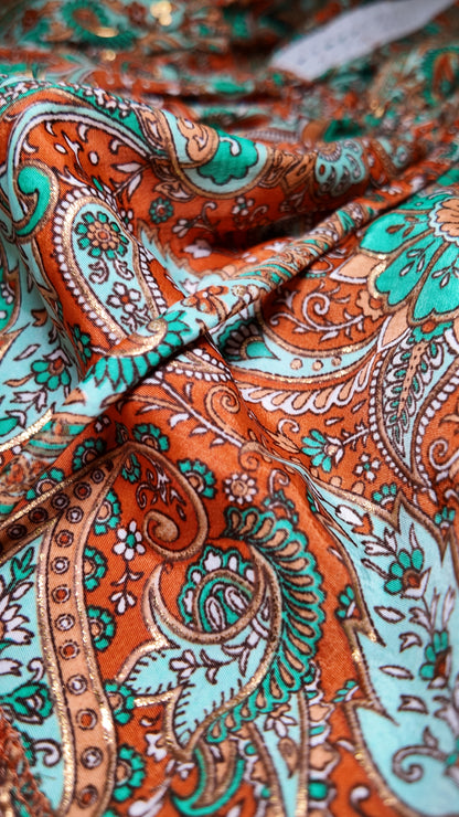 Vestido Corto Boleros Naranja/Verde