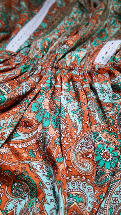 Vestido Corto Boleros Naranja/Verde