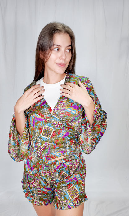 Conjunto Short + Blusa Algodón Verde
