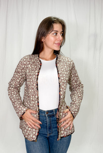 Chaqueta Algodón Block Printed Café