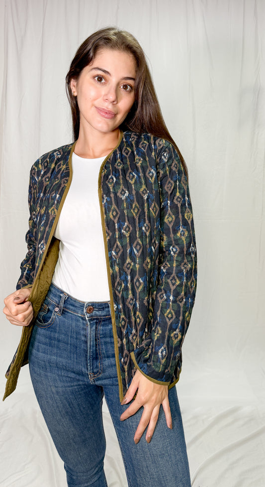 Chaqueta Algodón Block Printed Verde/Azul