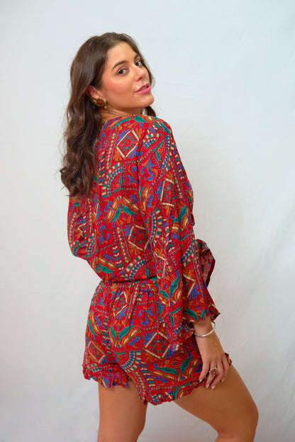 Conjunto Short + Blusa Algodón Rojo
